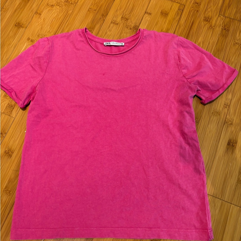 Plain pink zara cropped tee